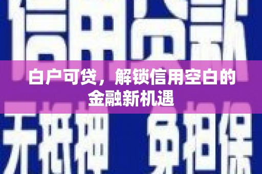 额尔古纳白户可贷，解锁信用空白的金融新机遇